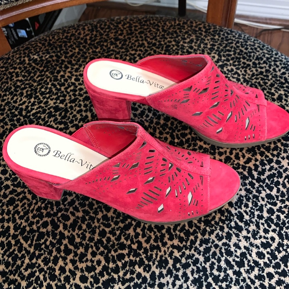 Bella Vita Red Lark leather slides -7